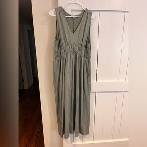 Green and White Striped Maxi Dress